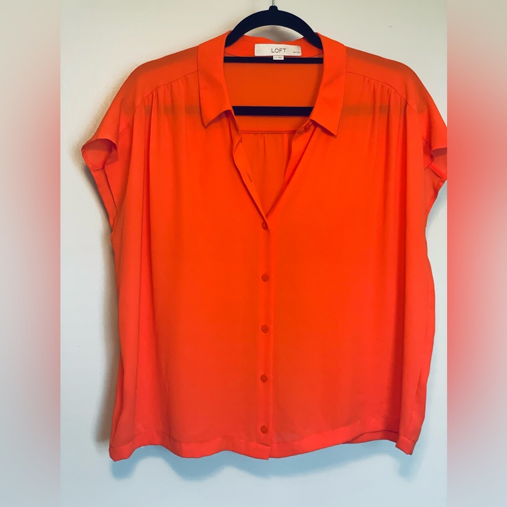 Loft Large Petite Orange Blouse